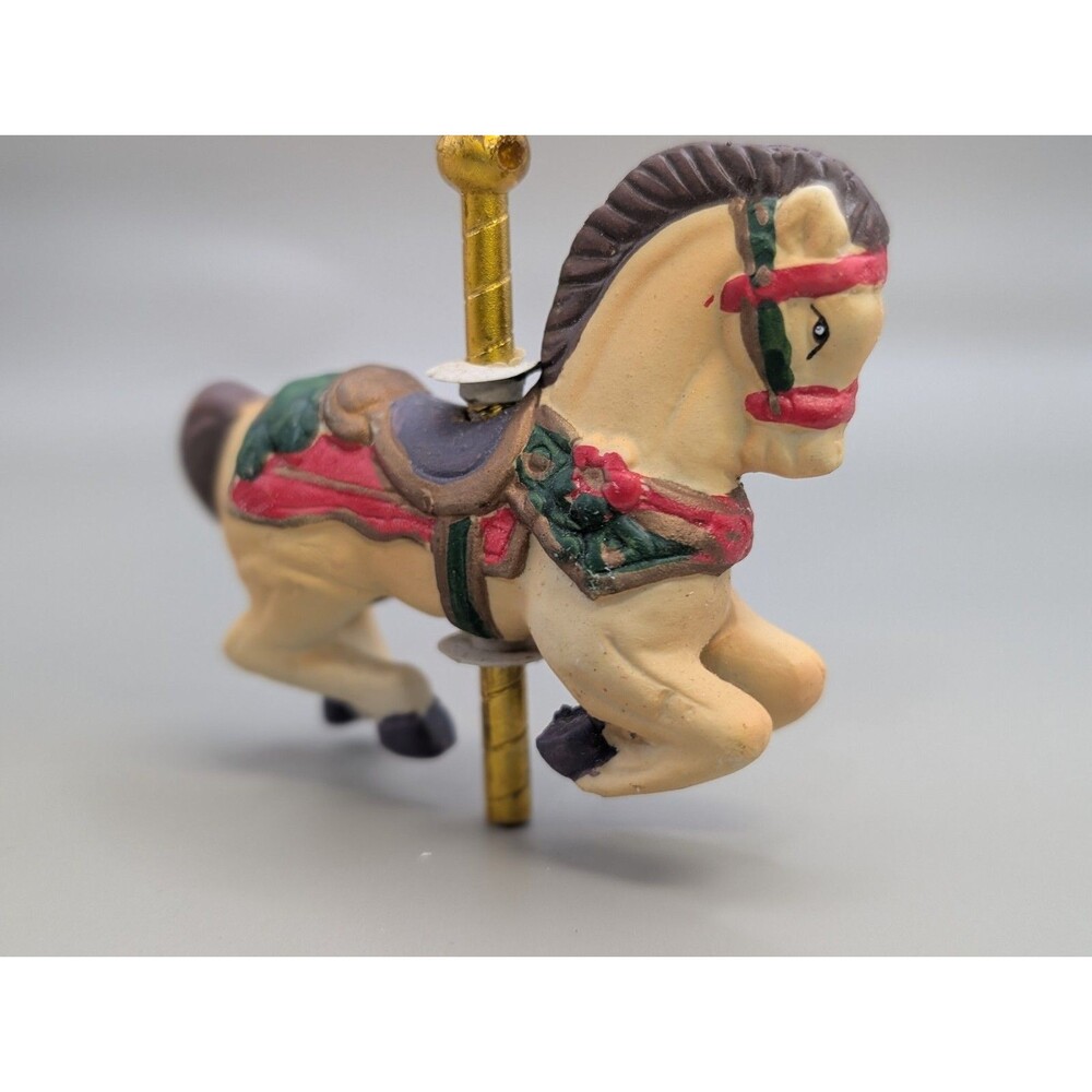 Vtg Porcelain Carousel Horse Christmas Ornament Merry Go Round Tree Decoration
